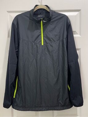 Nike Men's Black Golf Windbreaker with Neon Yellow Trim